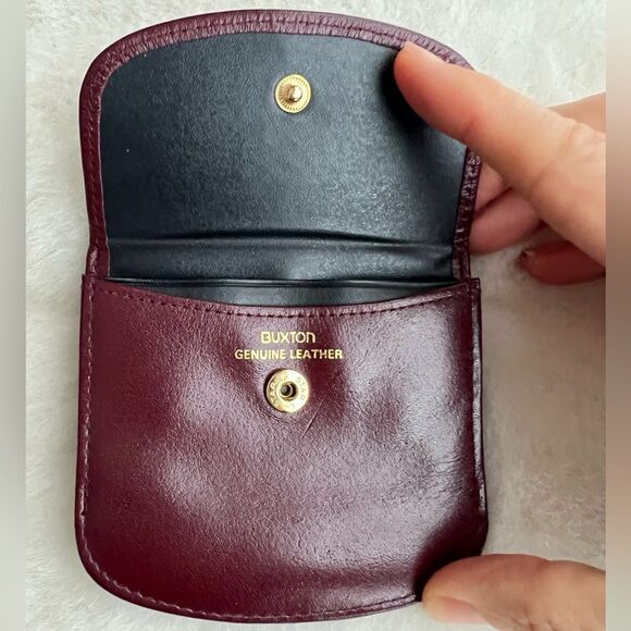 Buxton Leather Coin Purse Wallet - Wine Color - Picture 2 of 8